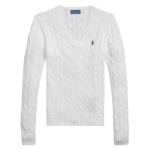 Cable Knit Cotton V-neck Jumper